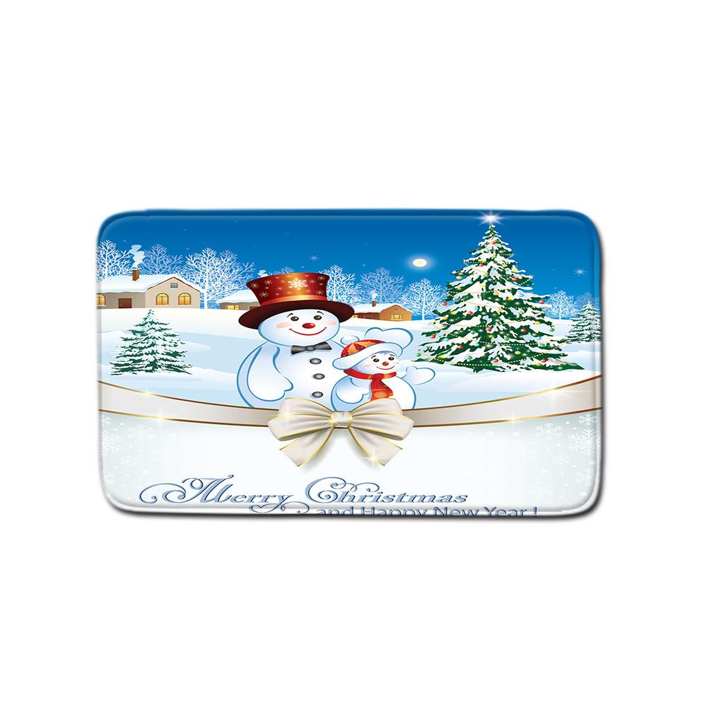 Christmas Home Shower Curtain Polyester Cloth Four-Piece Toilet Floor Mat Bathroom Non-Slip Door Mat Bedroom Carpet