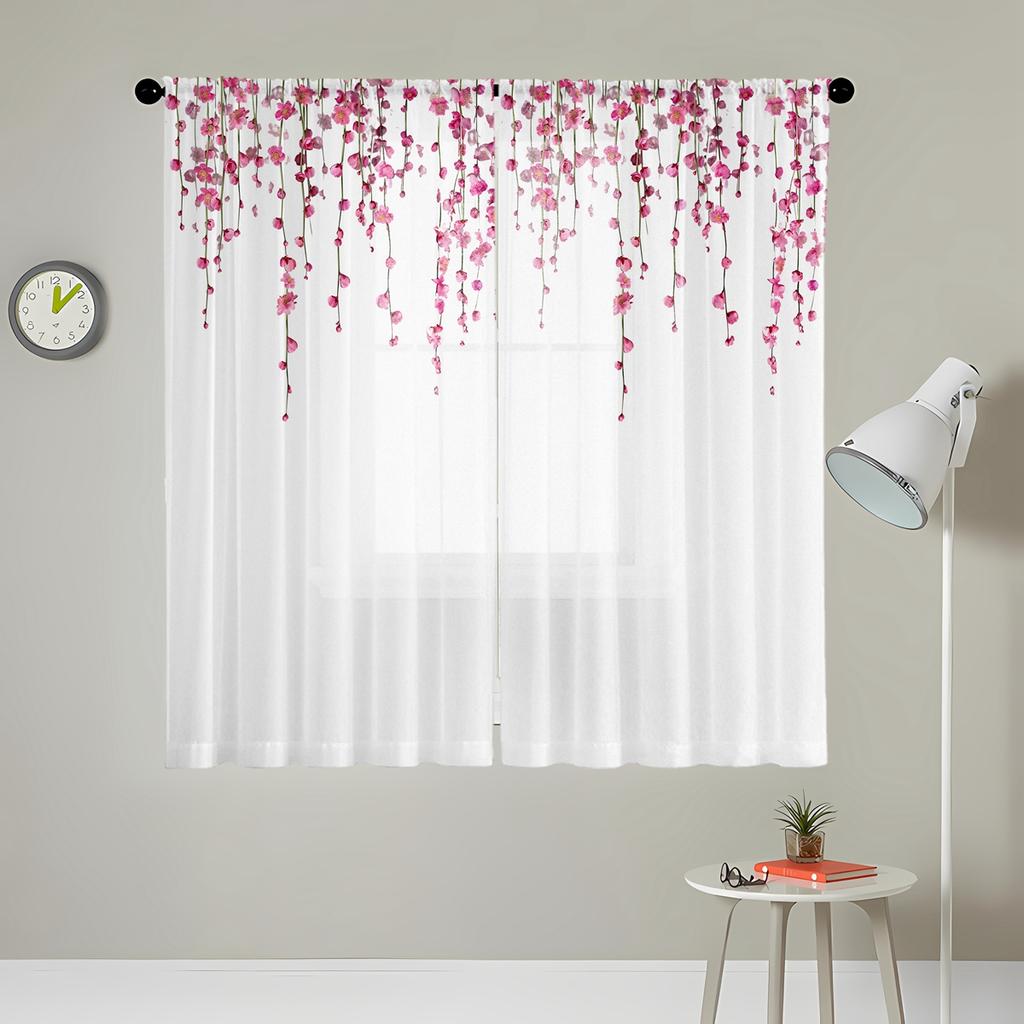 2 шт. HD Digital Princess Style Pink Cherry Blossom Print Wartains Home Decorating Style Decorating Living Room Bedroom Roddi