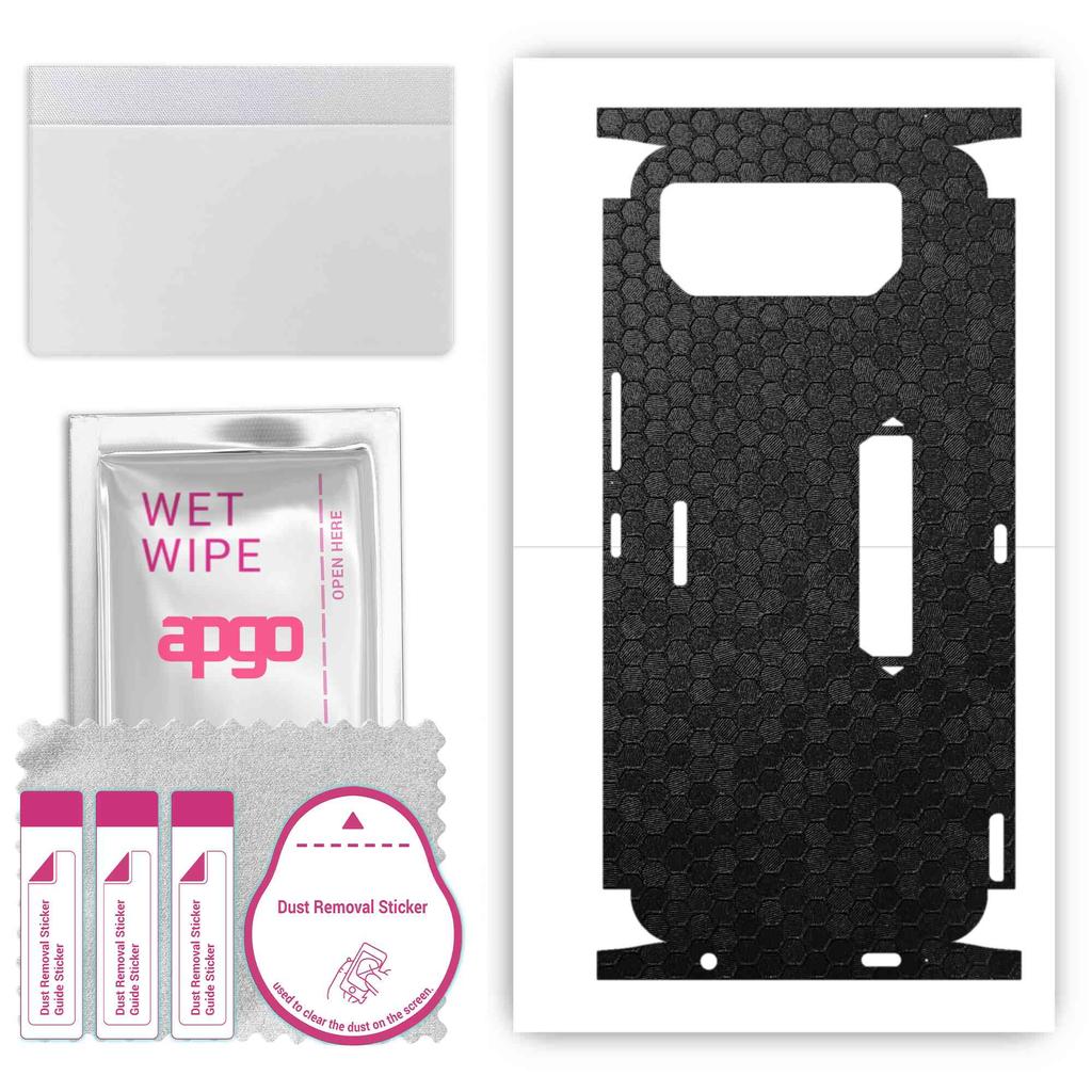 apgo Protective Skin Sticker for the back+sides compatible with Asus ROG Phone 6, Full Wrap Film, Foil, Vinyl - Pattern Black Honeycomb