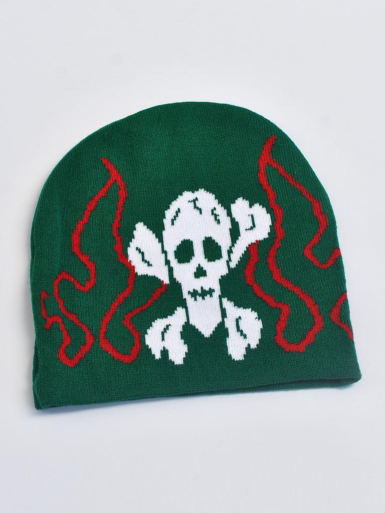 Акриловые жаккардовые вязаные шапки Зимний пуловер Защитная теплая шапка Череп Вязаная спортивная лыжная шапка