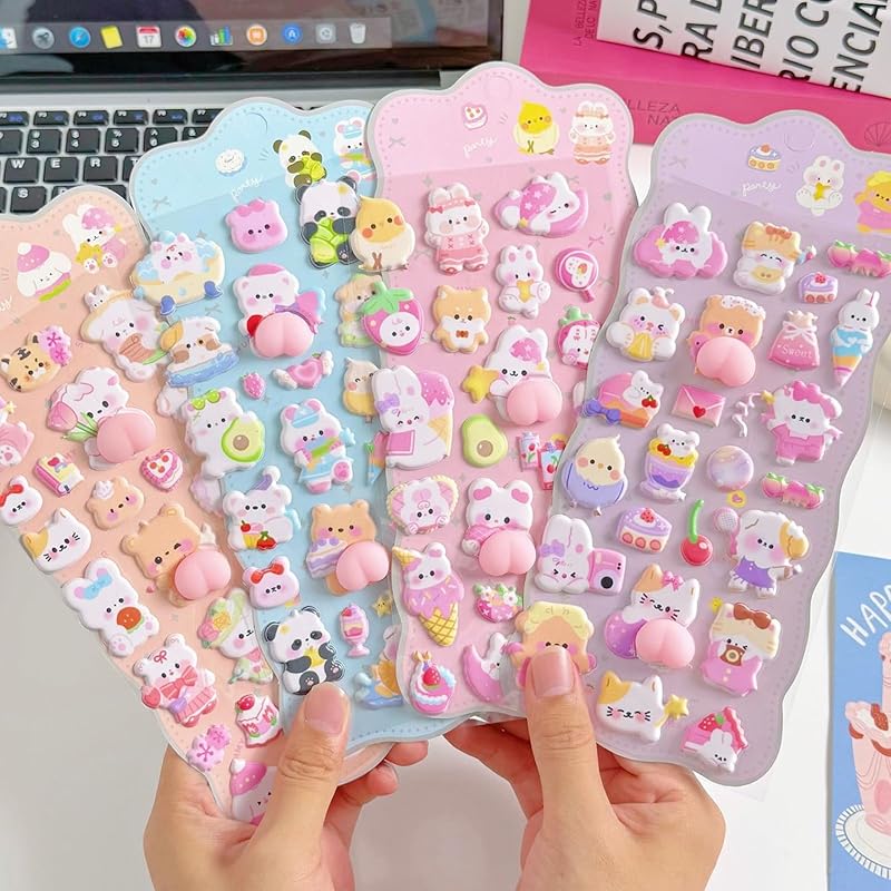 Cute 3D Stickers, Puffy Stickers, DIY Planner Stickers, Girls' Craft Supplies, Diary Stickers, Fluffy Decor, Kids Gifts, Reward Gifts (Set G)