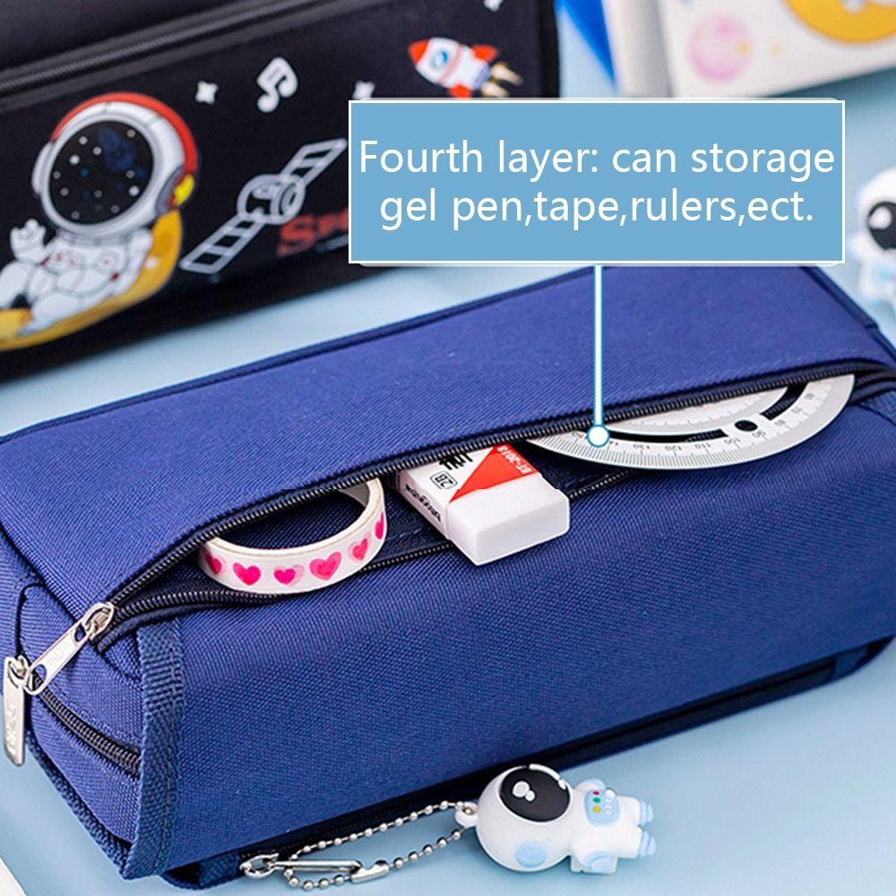 Four/Double layers Pen Bag Large Capacity Pen Box Cartoon Stationery Organizer  School Office