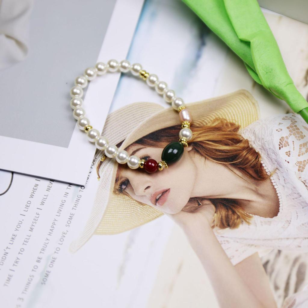 Браслет из натурального жемчуга нежно-розового цвета Shijia - Стиль национальной волны, легкая роскошь