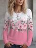 Women's T-Shirt Floral Graphic Plants Retro Long Sleeve O-Neck Pullover Regular Tops Daily 3D Print Autumn Tees Female Clothing