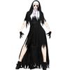 Halloween Nun Cosplay Costume Women Black Vampire Fantasy Dress Terror Sister Party Disguise Female Fancy For Adults