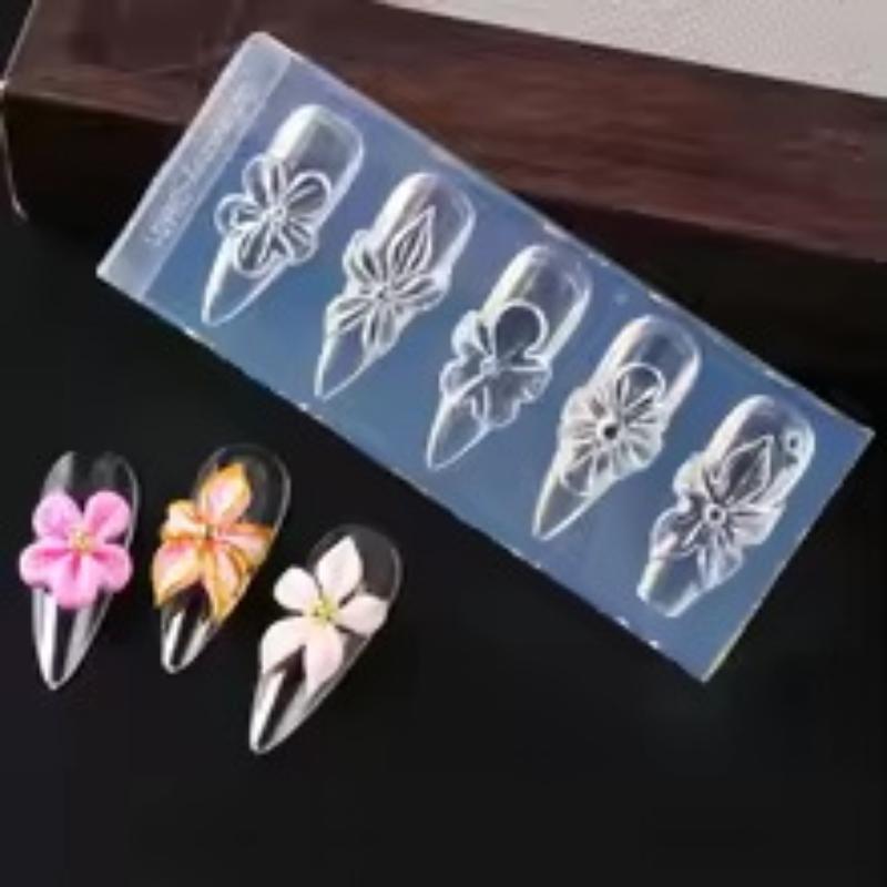 Silicone 3D Hibiscus Flower Nail Mold for Resin Art Professional DIY Nail Tool for Floral Design Creations