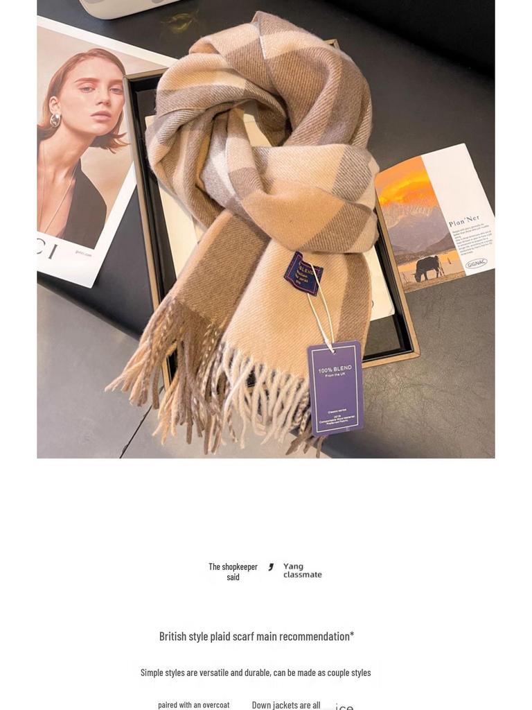 Женский классический британский стиль Черно-белый клетчатый шарф, зимний шаль из искусственного кашемира, двусторонний дизайн в клетку «шахматная доска» для пар