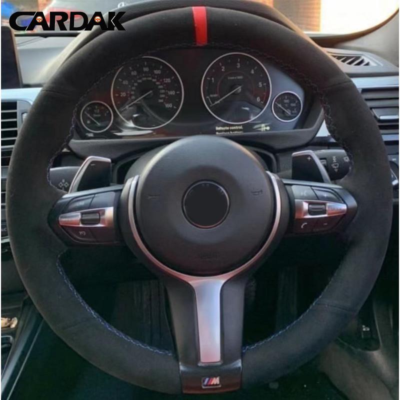CARDAK черный замшевый кожаный чехол на руль автомобиля для BMW F87 M2 F80 M3 F82 M4 M5 F12 F13 M6 F85 X5 M F86 F33 X6 M F30 M