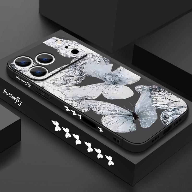 Фантастический чехол-ремешок с принтом бабочки для iPhone 17 Pro Max Funda iPhone 16 15 14 13 Pro Max 11 16E 17E Мягкая силиконовая крышка