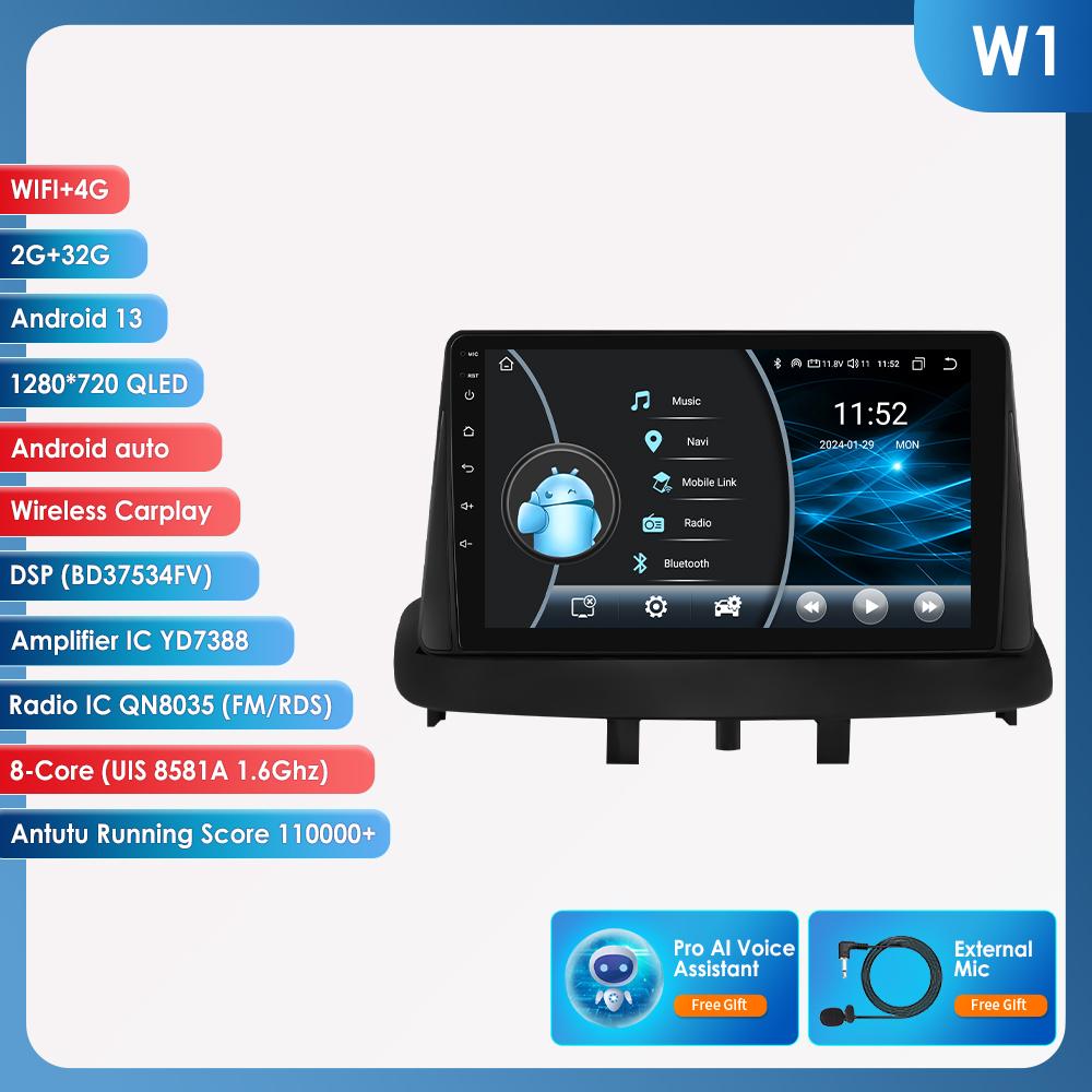 OSSURET 4G 9" Android 12 автомобильное радио GPS для Renault Megane 3 Fluence 2008 - 2014 Samsung SM3 2Din Carplay авто стерео головное устройство интеллектуальная навигация