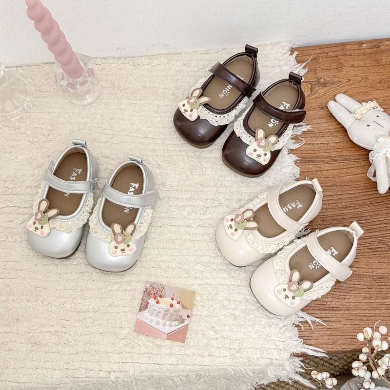 Youth style shoes Soft Sole Anti-Slip Princess Style Toddler Shoes With Cartoon Rabbit Design Magic Tape Girls Age 1-3 Years