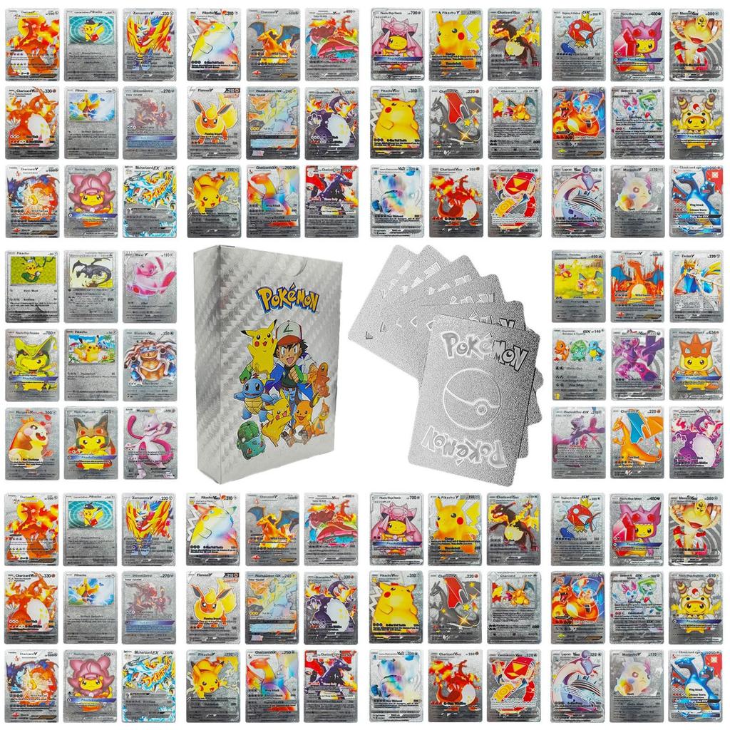 55 карт TCG в ассортименте из золотой фольги, карты GX V-Vmax DX Charizard, обычные/необычные карты, коллекция карт V-max