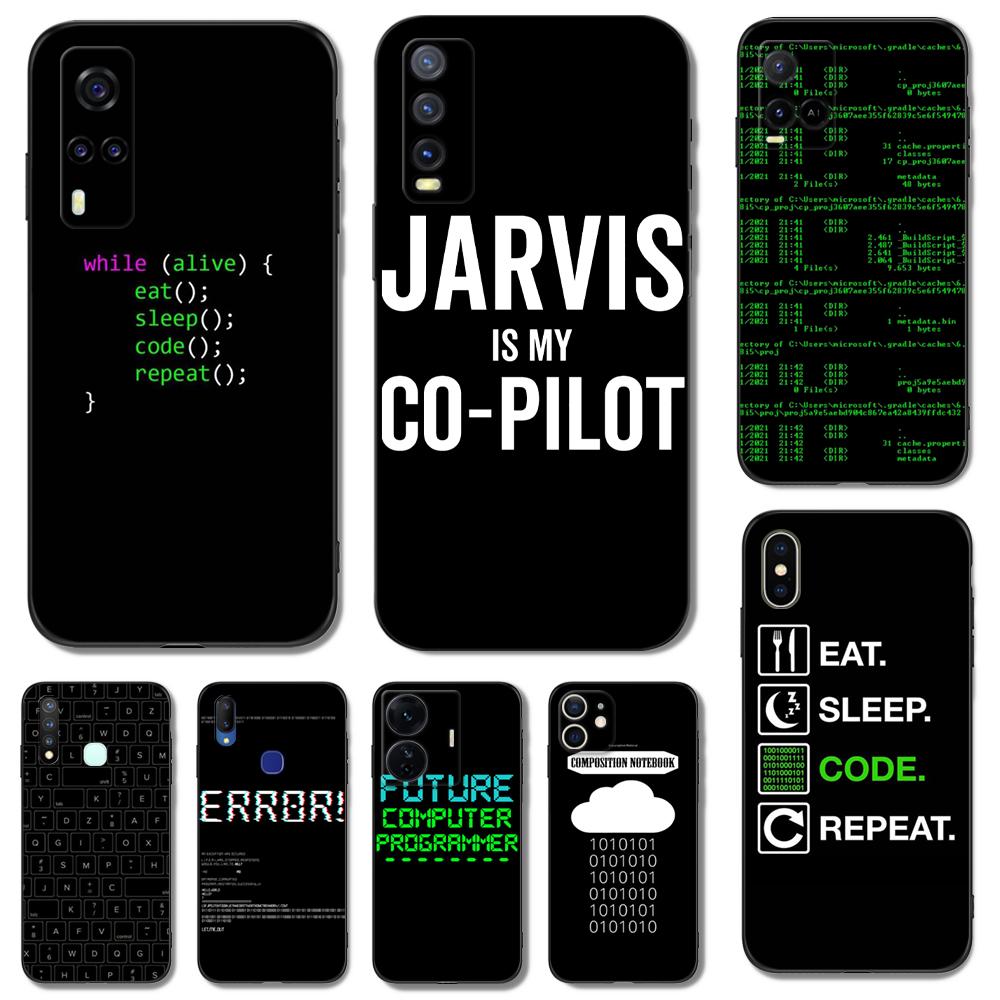 Черный ТПУ чехол для Vivo V5 V5S V7 V9 Youth V11 V11i V15 V17 NEO V20 E V21 V21E V23 V23E PRO 4G 5G Кодирование Программирование Коды