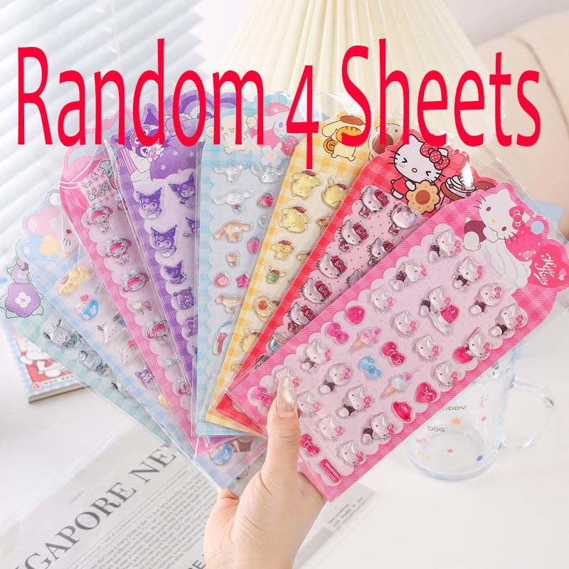 Аниме Sanrio Hello Kitty Kuromi Наклейки Cinnamoroll My Melody Мультяшные Мобильные Креативные Наклейки для Украшения Подарок на День Рождения Девочке 3D Безопасные для Детей