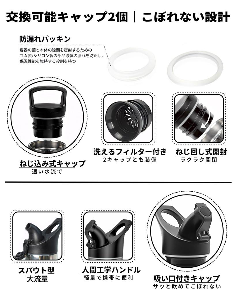 Water bottle direct heat cold stainless steel vacuum insulated two types of gaps sports drink water carbonated with two types of for going red 750ml,