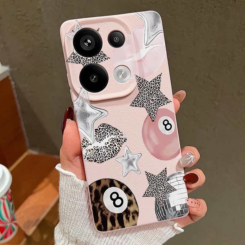 Винтажный чехол для бильярда с принтом леопарда и звезд для Xiaomi Redmi Note 14 13 Pro 5G 4G 12 11 Funda Xiaomi 14T 13T 11T Pro Силиконовый чехол с текстурой кожи