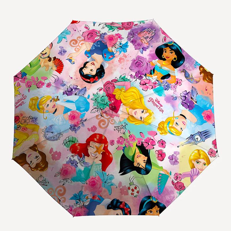 Disney Princesses Themed Automatic Opening and Closing Umbrella, Brightly Colored 8-rib Portable Umbrella, Suitable for Men and Women, A Per
