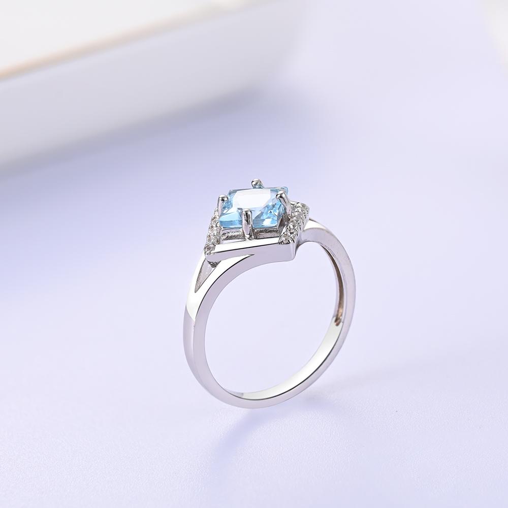 Великолепное кольцо с натуральным небесно-голубым топазом из серебра 925 пробы, элегантное, легкое, роскошное, для женщин, на годовщину, вечеринку или банкет