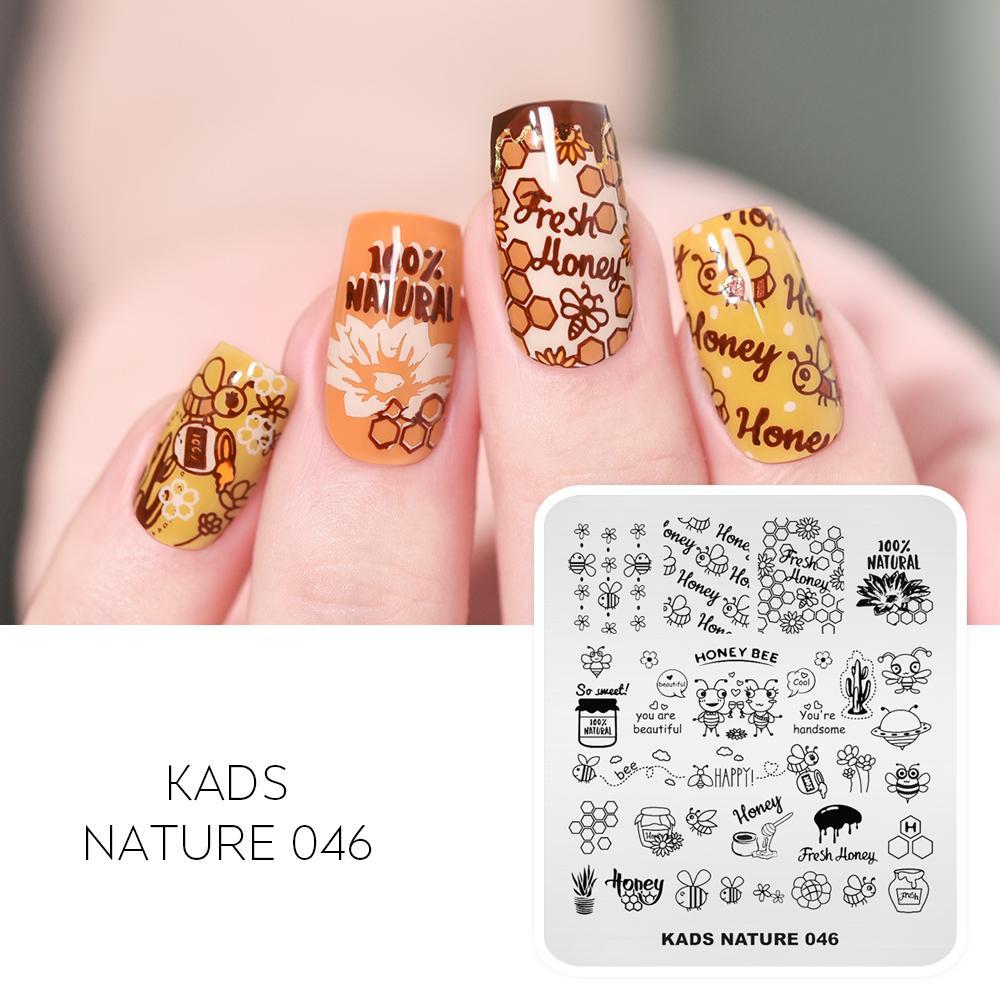 kads Nature 046 Пластины для штамповки ногтей Змея Бабочка Роза Пчела Дизайн Прямоугольник Нержавеющая сталь Трафарет для печати ногтей для лака для штамповки ногтей