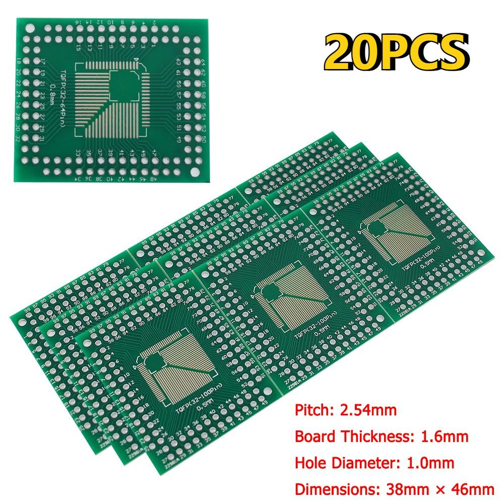 10/20 шт. Адаптерная печатная плата SMD FQFP TQFP 32 44 64 80 100 LQFP SMD DIP-переключатель 0,5/0,8 мм Комплект печатных плат