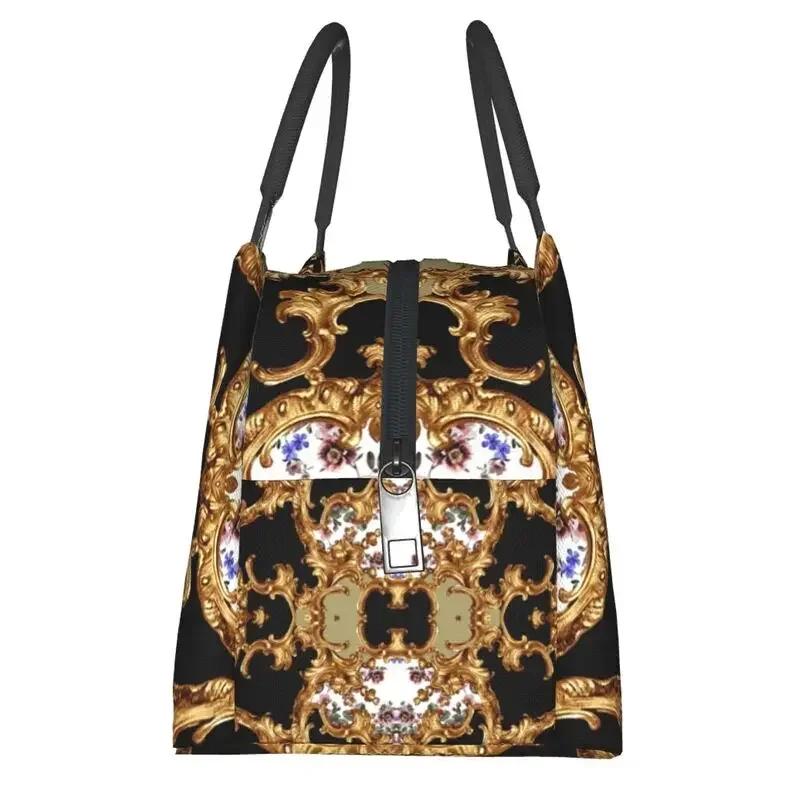 Золотой барокко элегантный изолированный ланч-бокс для женщин герметичный геометрический узор термохолодильник для пляжа кемпинга путешествия