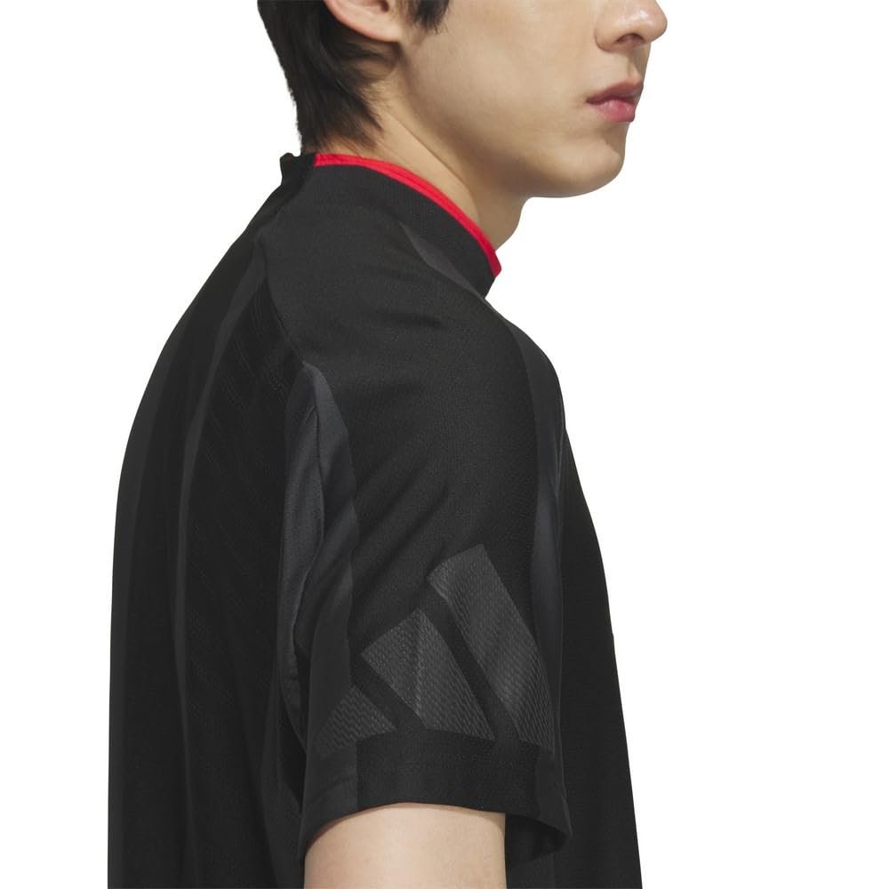 Футболка с коротким рукавом и воротником-стойкой Adizero Mesh, черная [Adidas Golf] для мужчин