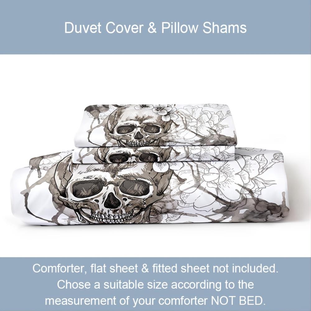 Комплект постельного белья с черепом и рисунком скелета/цветочным узором в виде пейсли, мягкий комплект постельного белья, покрывало (1 пододеяльник+2 наволочки)