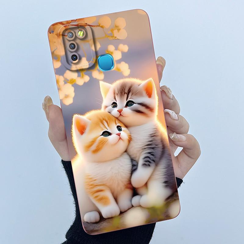Для Infinix Hot 10 Lite Smart 5 Hot 11 G37 10S 10T 10i Чехол Милый Мультяшный Кот Жидкий Силикон Мягкий Ударопрочный Задняя Крышка Capa