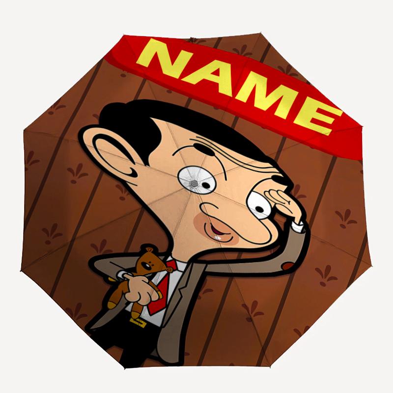 Personalized Name M-Mr Bean Print Umbrella - Automatic Open/Close, Eight-Rib Durable Frame, Automatic Folding Umbrella
