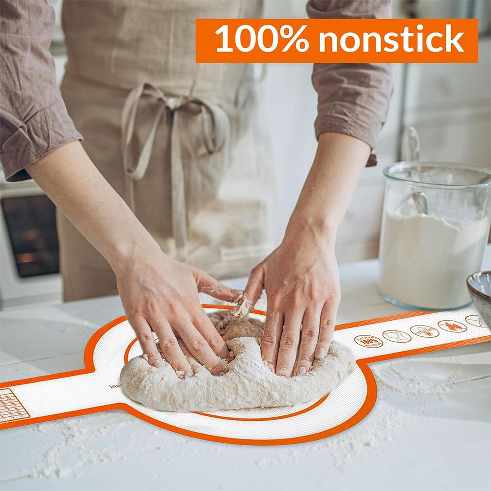 LMETJMA Silicone Bread Sling for Dutch Oven Non-stick Bread Baking Mat with Long Handle Heat Resistant Dutch Oven Liners JT300