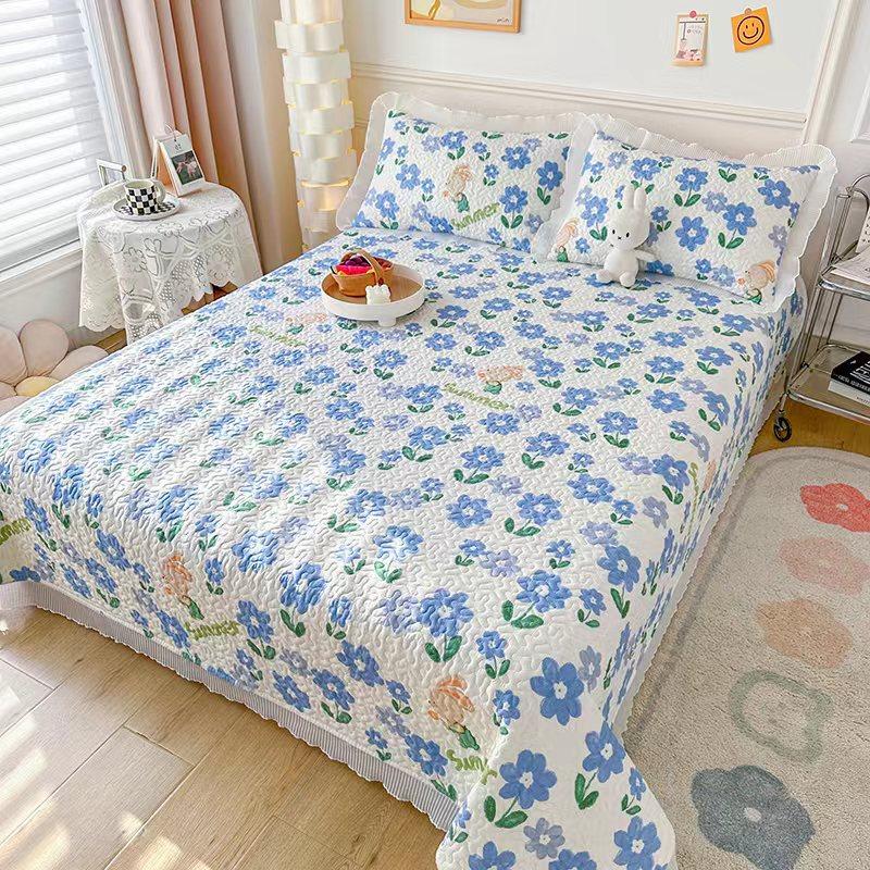 Новый комплект из трех предметов с жемчужным хлопковым покрывалом Fairy с стиркой в ​​пресной воде и хлопковым кружевным покрывалом