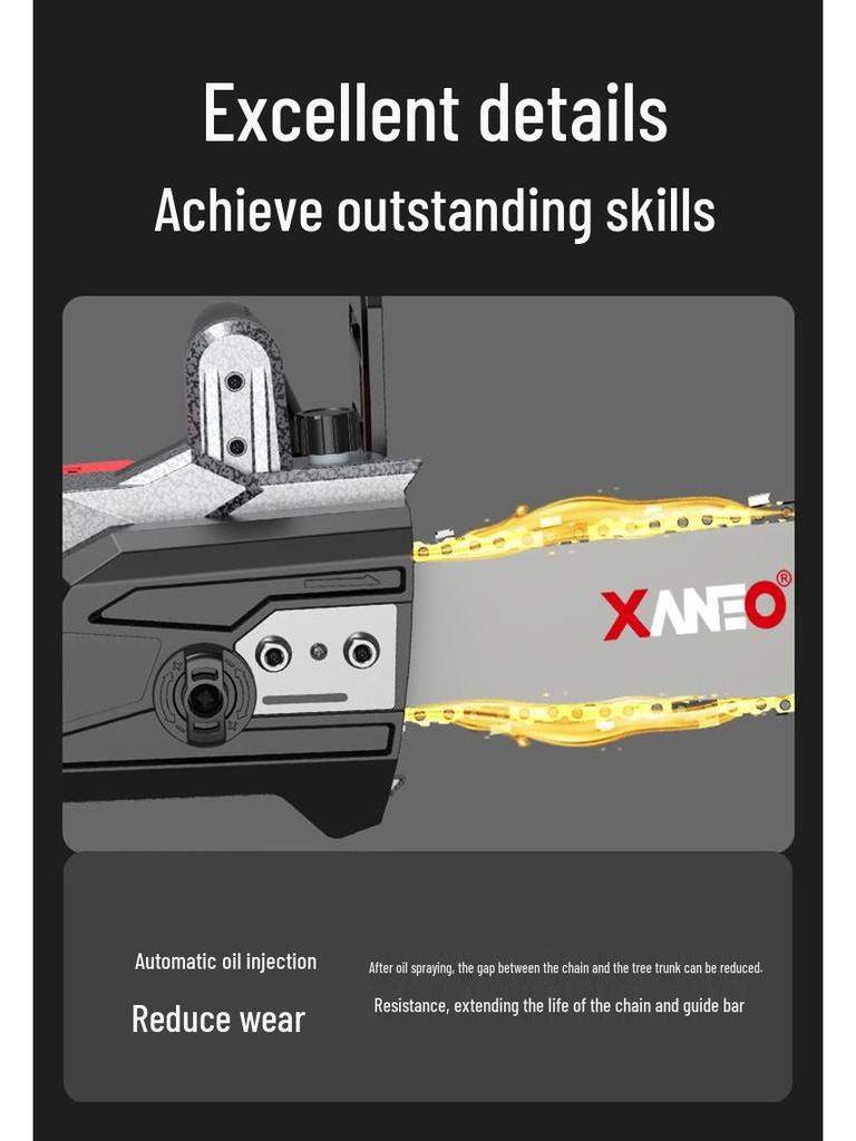 12" Brushless Cordless Electric Chainsaw - High-Power, Lithium Battery, Handheld, Ideal for Firewood and Outdoor Tree Felling.