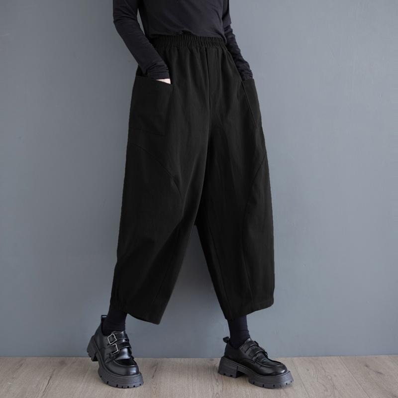 Большие размеры Винтажные высокие талии Повседневные свободные брюки-шаровары с широкими штанинами Весна Осень Женские брюки