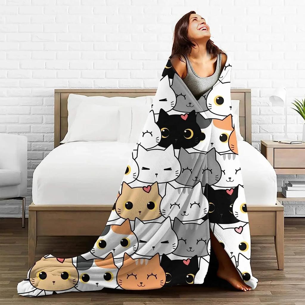 Cute Cat Blanket, Warm Blankets for Kids Adults, Cartoon Blanket for Baby Boy Girl 80\u201dx60\u201d, Soft Fleece