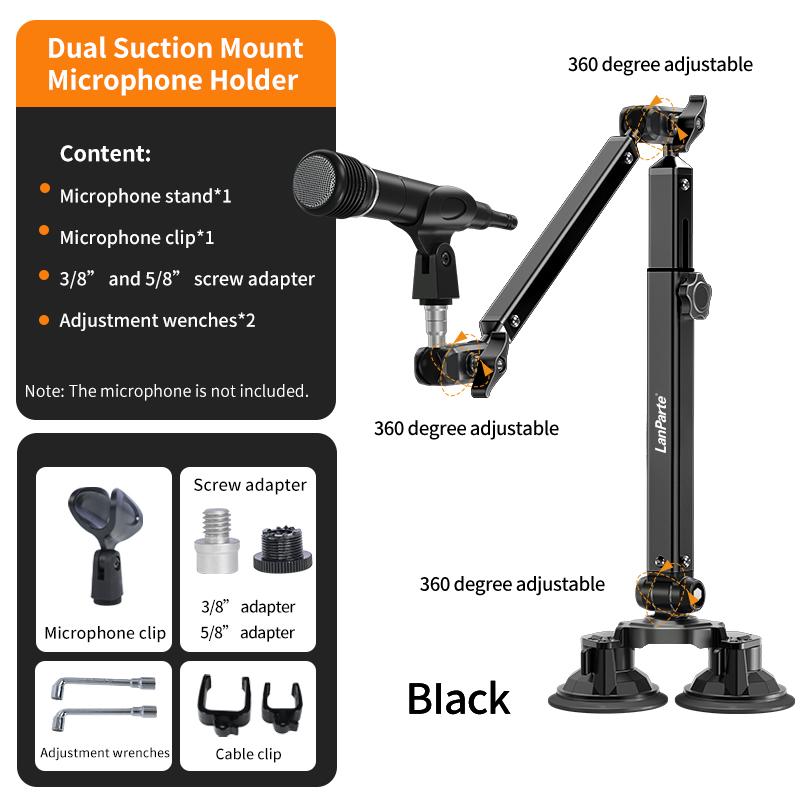 Aluminum Alloy Desktop Mount Microphone Stand Holder Mic Studio Holder Adjustable Microphone Boom Arm Microphone Holder