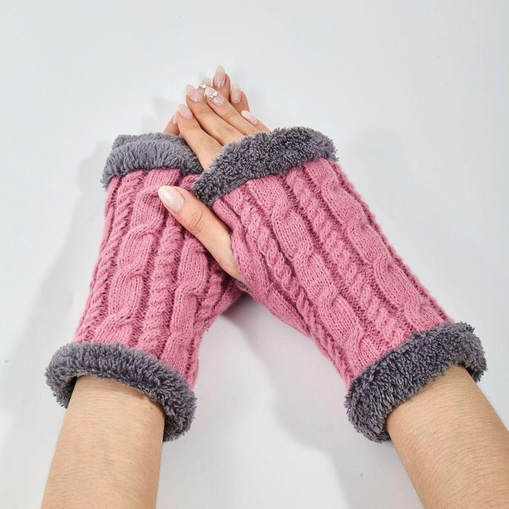 Soft Knitted Gloves Windproof Winter Women Gloves New Half-Finger Gloves Women