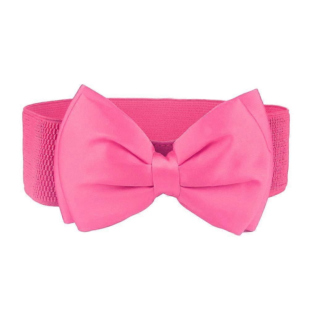 White (B) $ Chiffon bow elastic belt ladies versatile decorative wide waist belt dress accessories