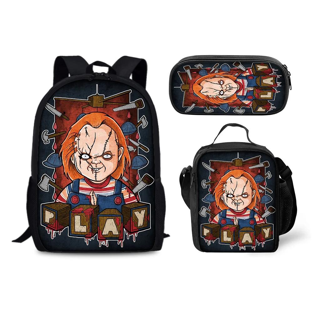 Школьный рюкзак, сумка для ланча, пенал Chucky из фильма ужасов. Набор в подарок детям и школьникам