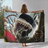 Horror Movie Jaws Shark Flannel Blanket,Ultra Soft Warm Plush Throw for Home Bedroom Bed Sofa Cover Office Camping Picnic gift