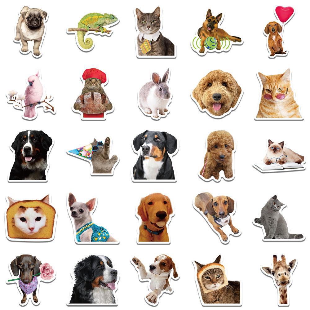 52 милых граффити-наклейки с кошками и собаками для багажа, ноутбука, телефона и бутылки с водой