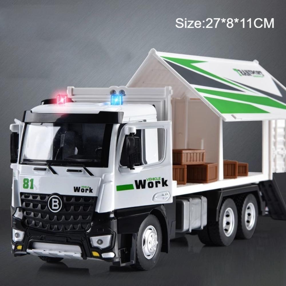 1:18 Large Scale Container Truck Sanitation Garbage Truck Model Toy Car Light Music Engineering Vehicle Boys Birthday Presents