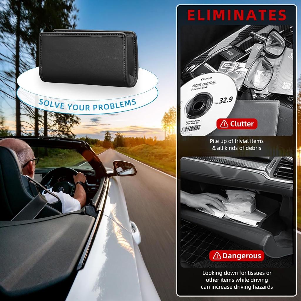 Car Trash Can, Leather Car Trash Bin Door Organizer With A Roll Of Garbage Bag, Foldable Hanging Mini Cars Storage Must Have Essentials Interior