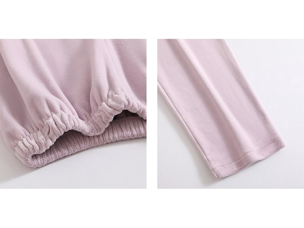 Женский зимний пижамный комплект из флиса Island 2025 - Топ с длинным рукавом и брюки, Утепленный, Домашняя одежда высокого класса