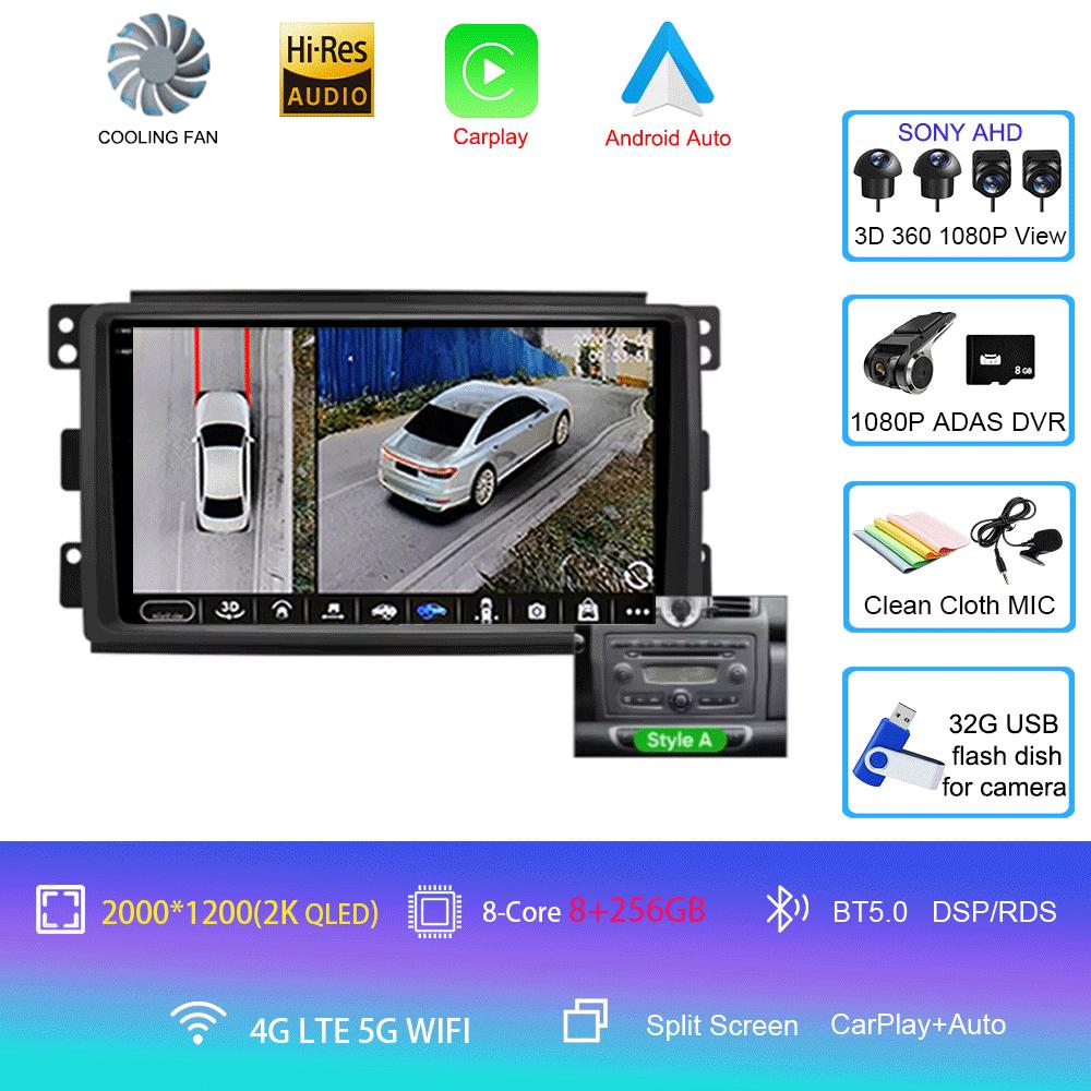 Автомобильное радио Android 14 для Mercedes Benz Smart Fortwo 451 2010 - 2015 Мультимедийный проигрыватель Carplay Авто GPS Навигация RDS Авторадио