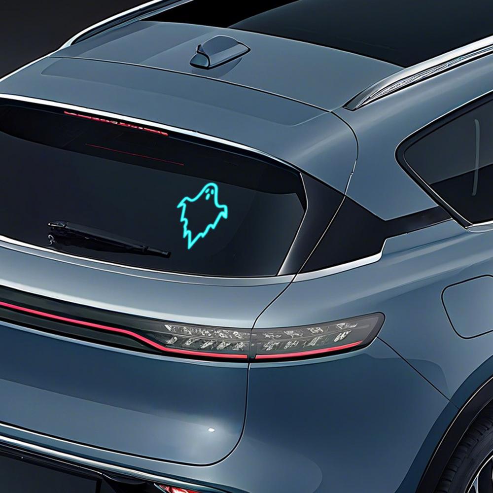 Halloween Ghost Shape Car Neon Light Solar Powered RGB Ambient Lamp Suction Cup Decorative LED Light for Car Window Neon Lights 4