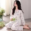 Пижама женская из чистого хлопка с длинным рукавом, женская хлопковая тонкая, осенне-зимняя, среднего и большого размера, домашняя одежда