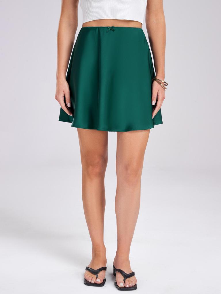 Атласная юбка миди: Юбка женская с высокой талией, эластичная, однотонная, в наличии