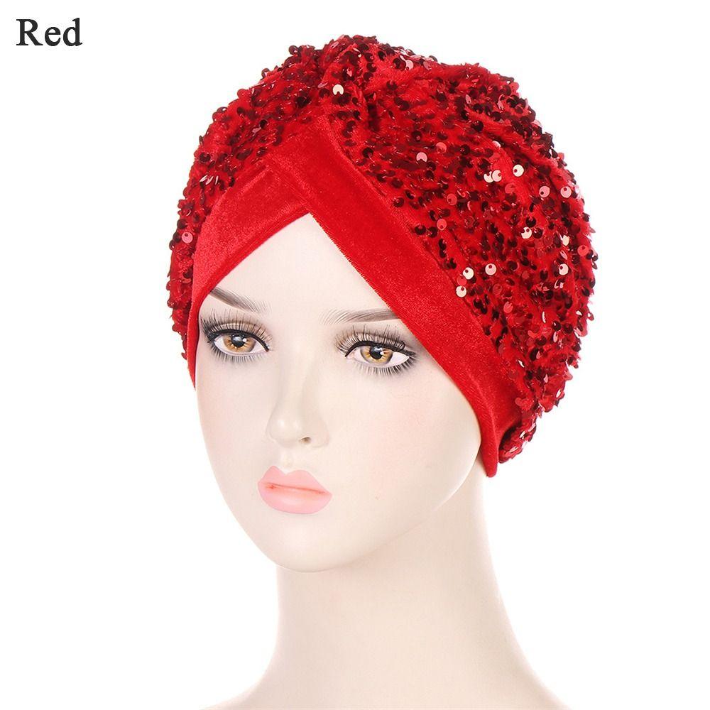 Эластичный платок на голову с блестками и пайетками, мусульманский боннет, хиджаб, шапочка для химиотерапии, головные повязки, тюрбан, шапка