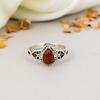 925 Sterling Silver Carnelian Gemstone Pear Shape Ring For Women