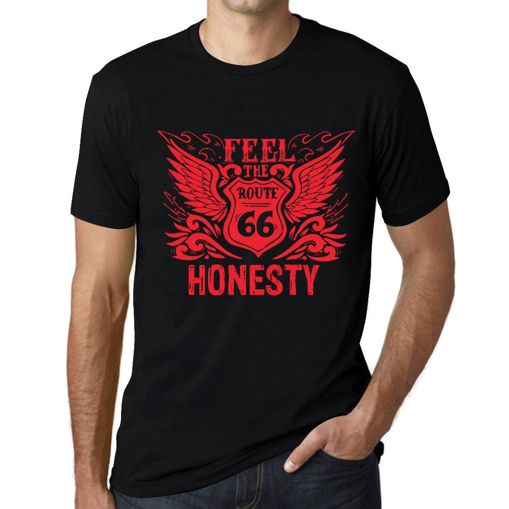 Men’s Vintage Tee Shirt Graphic T Shirt Feel The Honesty Deep Black Red Text